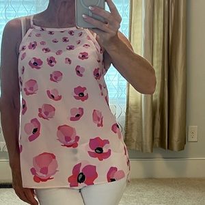 Cabi baby pink flower sleeveless shell. Size small